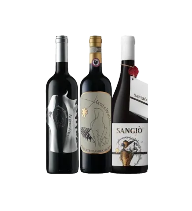 Vinæske med 3 flasker Sangiovese